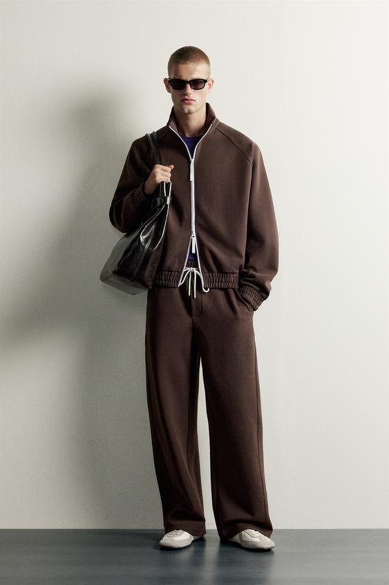 CONTRAST ZIP TRACKSUIT TOP - Brown by Zara - Image 0
