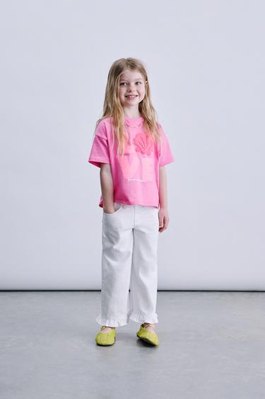 SHELL TERRY PATCH T-SHIRT - Neon pink by Zara