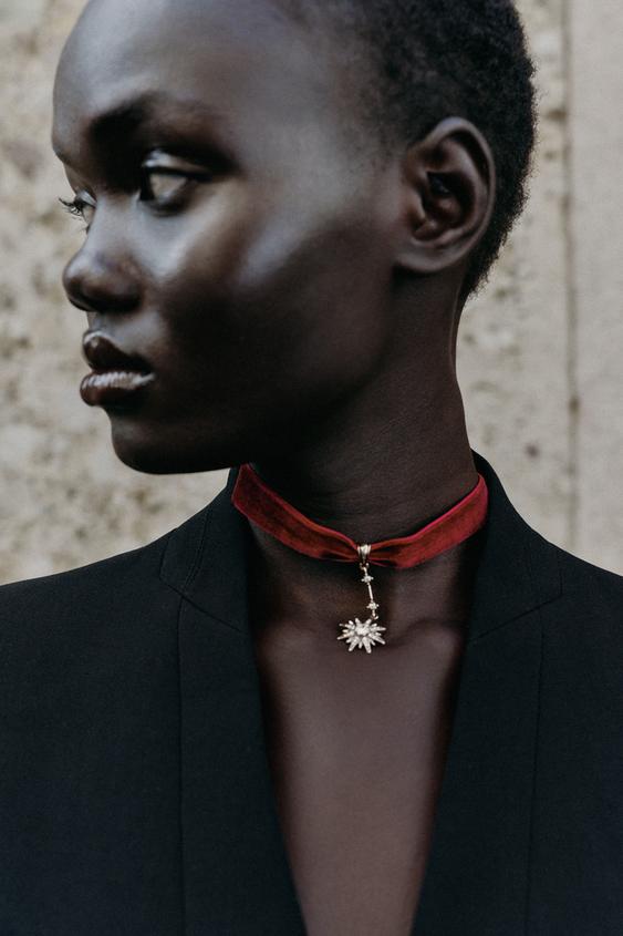 COLLAR CHOKER VELVET ESTRELLA - Burdeos de Zara - Imagen 0