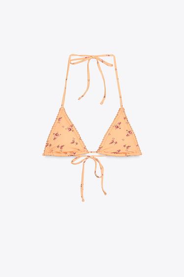HAUT DE BIKINI FLEURS ET DENTELLE - Orange de Zara - Image 4