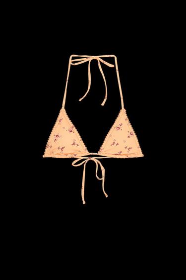 TOP BIKINI FLORES PUNTILLA - Naranja de Zara - Imagen 0