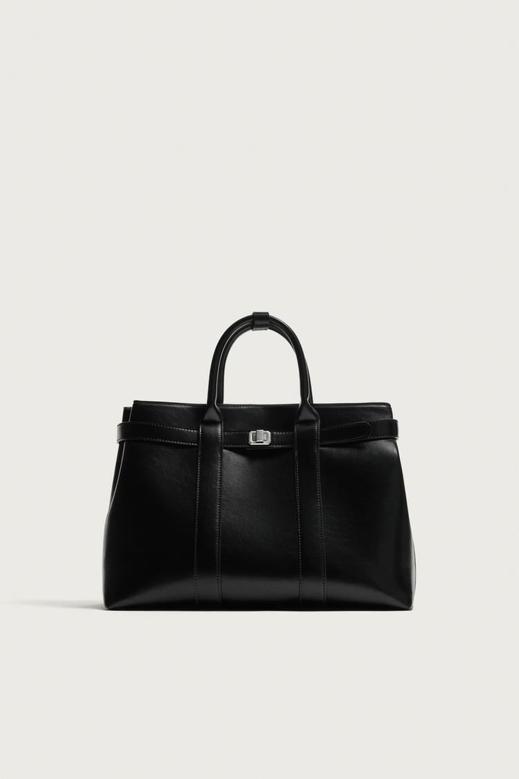 BELTED HANDBAG — Black