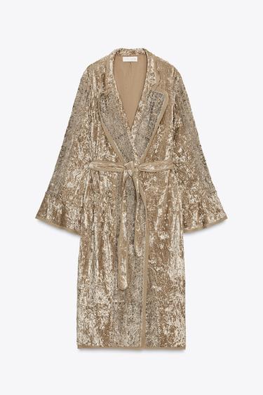 KIMONO EN VELOURS BRODÉ ZW COLLECTION LIMITED EDITION - Ocre de Zara - Image 4
