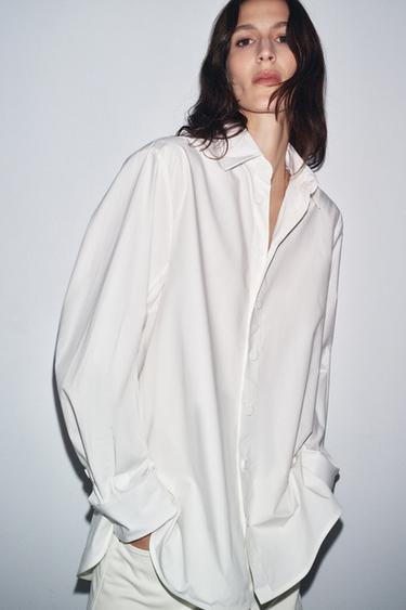 ZW COLLECTION POPLIN SHIRT - White by Zara - Image 4