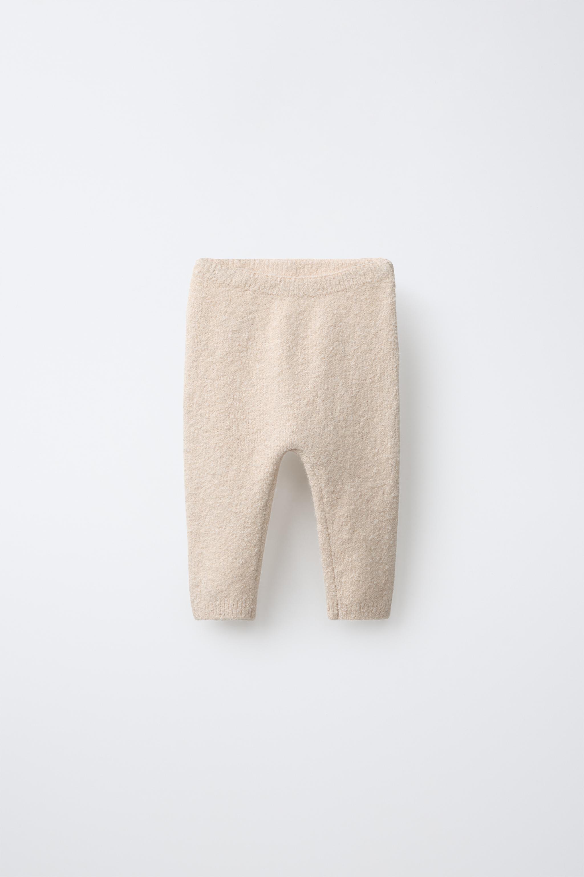 EMBROIDERED BEAR KNIT PANTS — Light beige