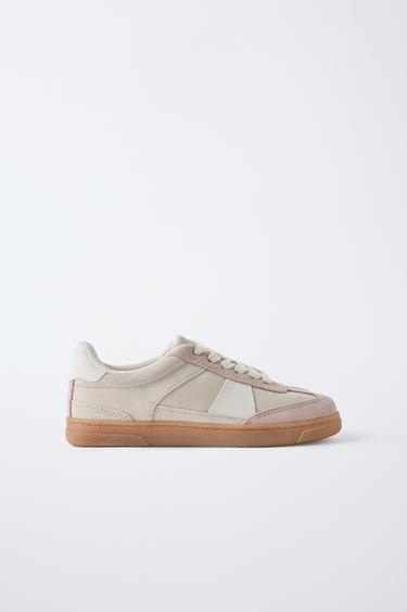 SPLIT SUEDE LEATHER SNEAKERS - Pink by Zara - Image 0