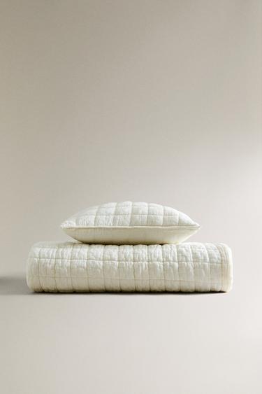 COTTON QUILT WITH SQUARES - Oyster-white by Zara - Image 4