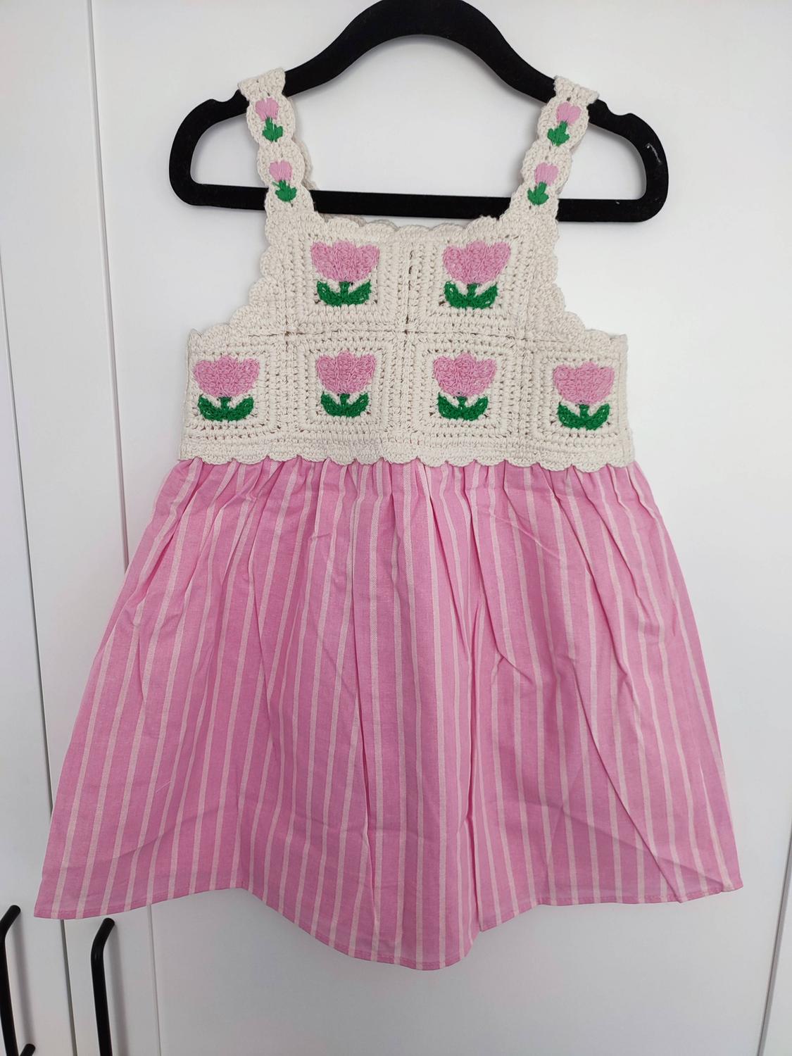 FLORAL CROCHET KNIT DRESS - Image 5