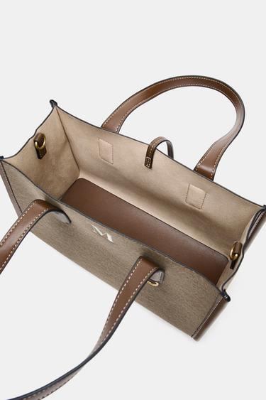 WOVEN TOTE BAG - Taupe Grey by Zara - Image 4