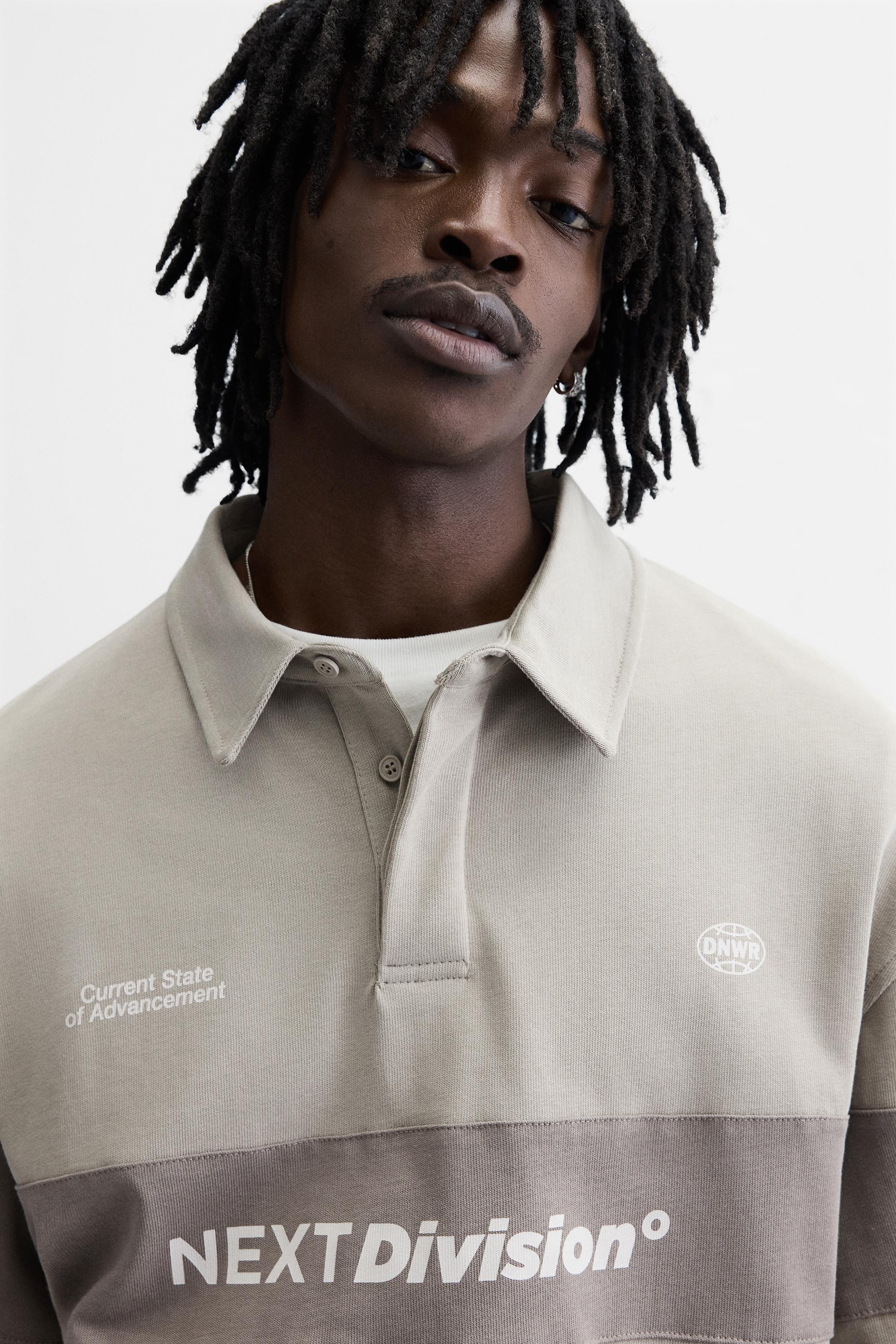 Camiseta Polo Hombre Polo ZARA Colorblock Lavado Gris Hombre Estampado Contraste SLIM FIT T-SHIRT Men's