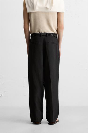 PANTALON COUPE DÉCONTRACTÉE À PLIS - Noir de Zara - Image 2