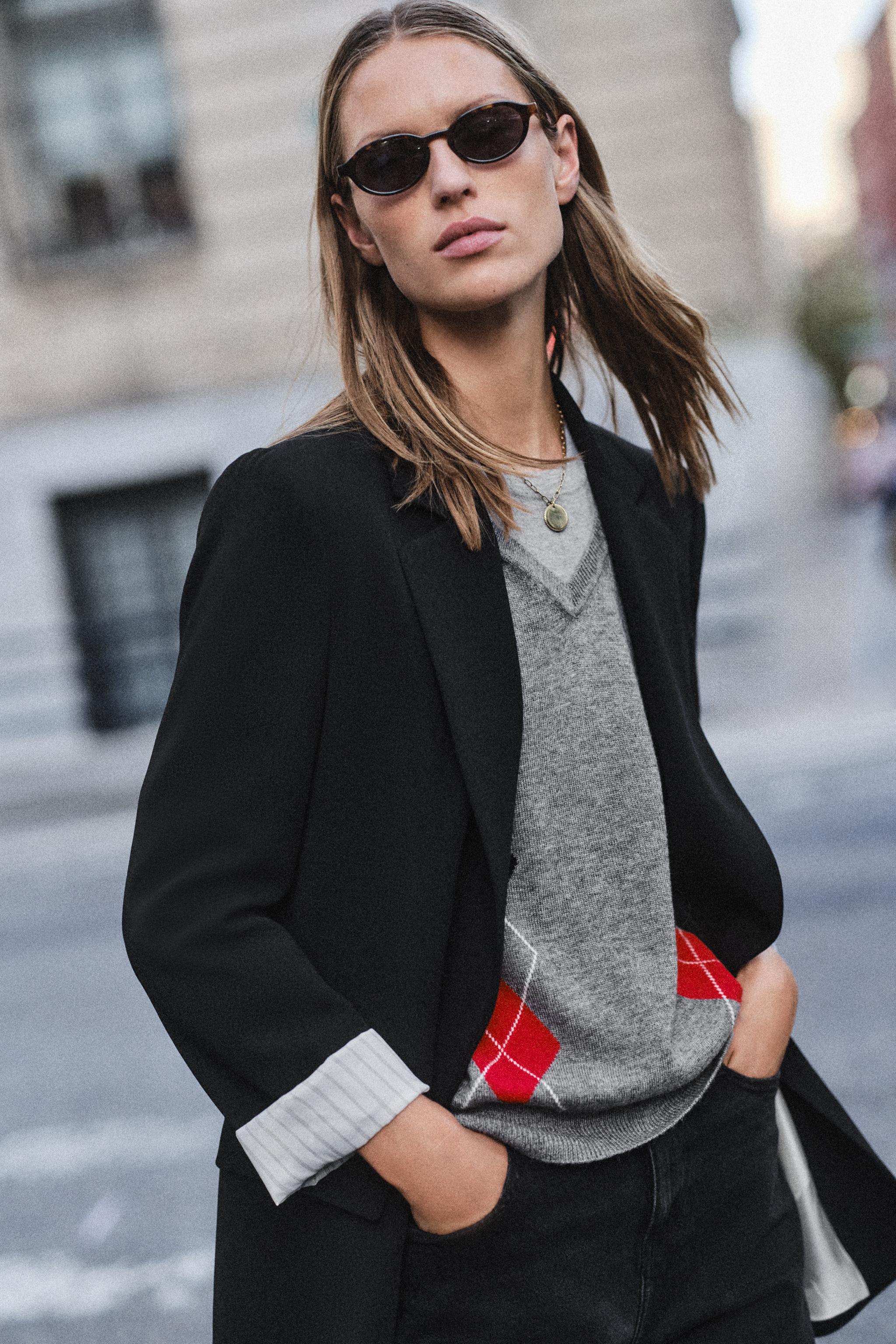 Zara VATKALI DESENLİ MANŞETLİ BLAZER görsel 3