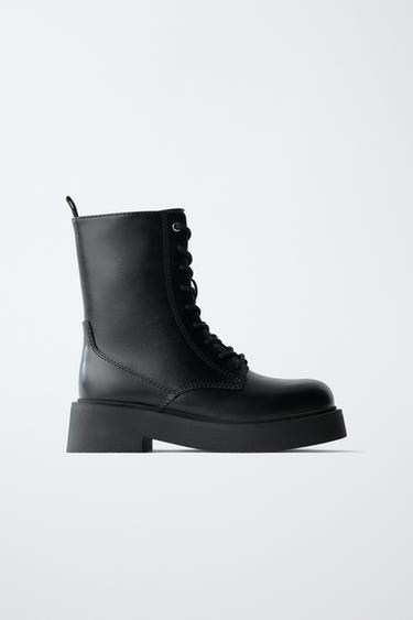 Zara LACED BOOTS - Black - Image 0