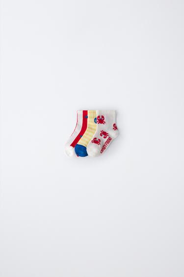 Zara THREE-PACK OF PRINTED SHORT SEA SOCKS - Multicolored