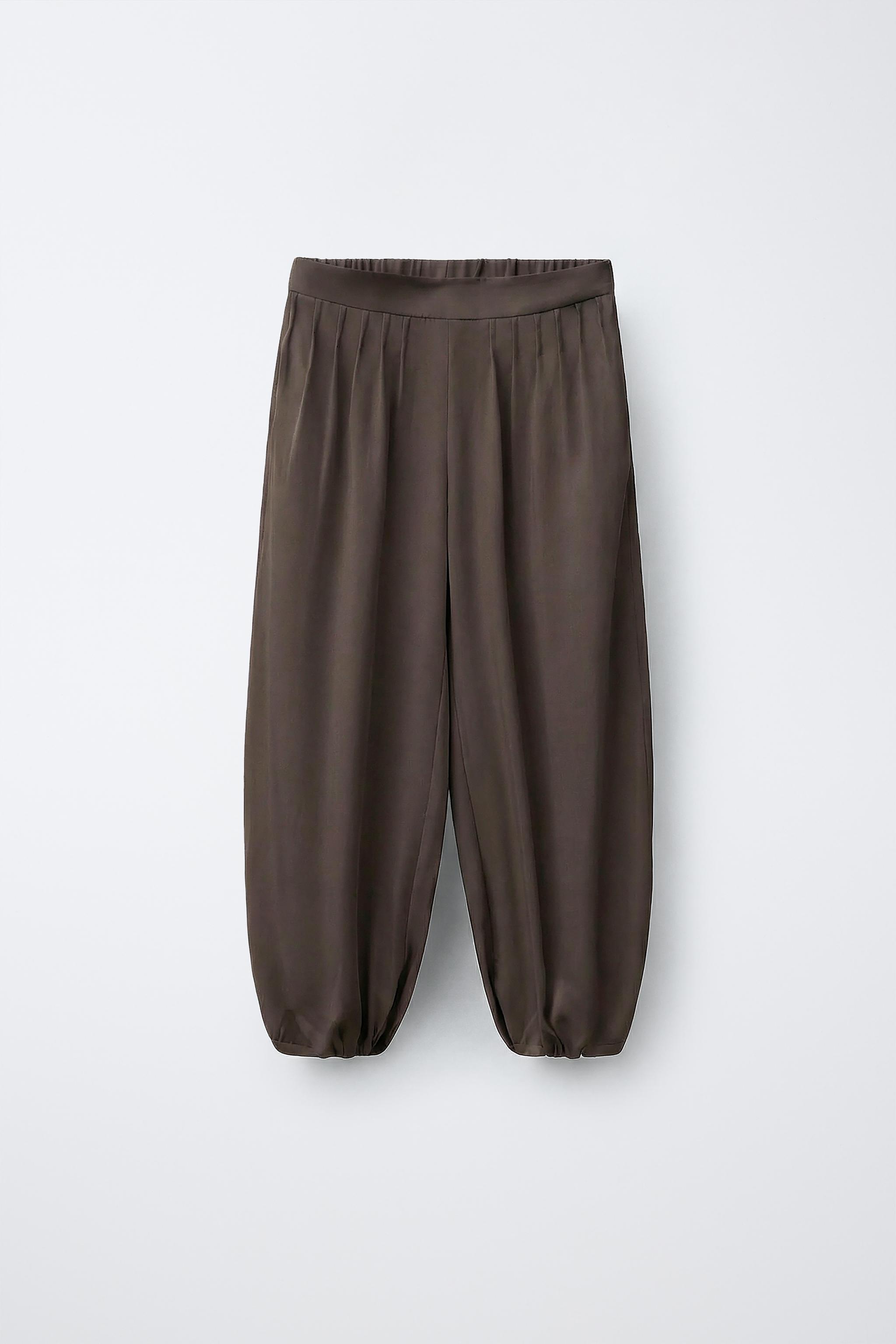 PLEATED PANTS — Brown