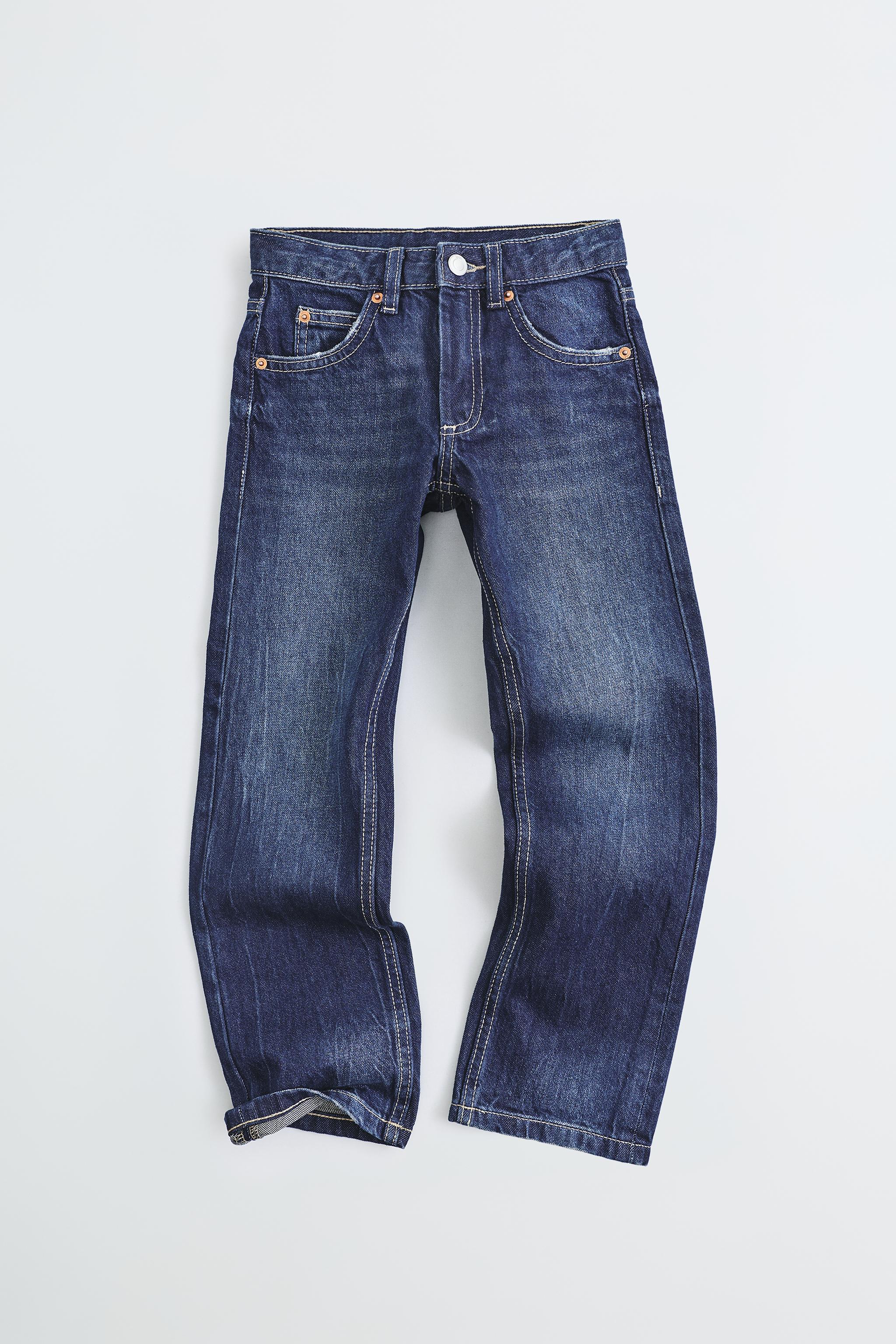 RIPPED STRAIGHT LEG JEANS — Blue