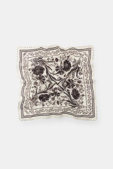 PAISLEY BEADED SCARF - Ecru by Zara