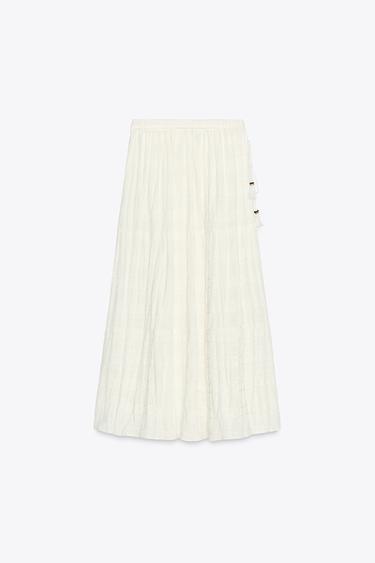 JUPE RUSTIQUE À PANNEAUX - Blanc de Zara - Image 6