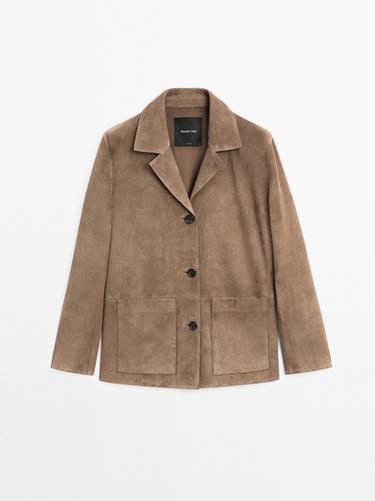 Zara Fluid suede leather jacket - Black gold
