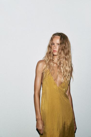 FLOWING MIDI DRESS - Mustard by Zara - Image 1