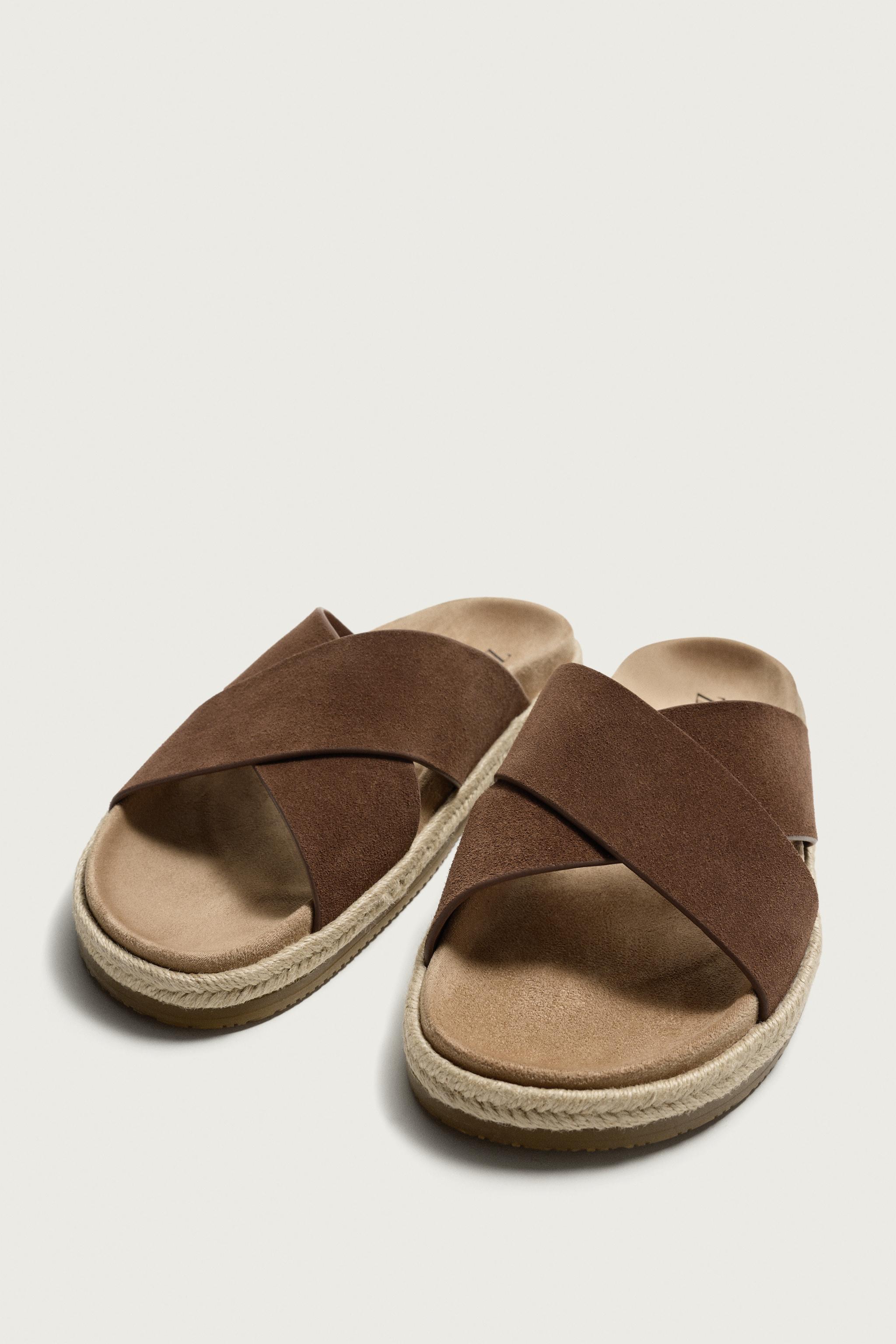 LEATHER CROSSOVER SANDALS