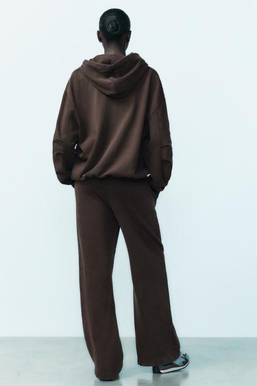 PANTALON DROIT EN MOLLETON - Marron de Zara - Image 3