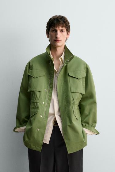 RELAXED FIT PARKA WITH POCKETS - Green by Zara