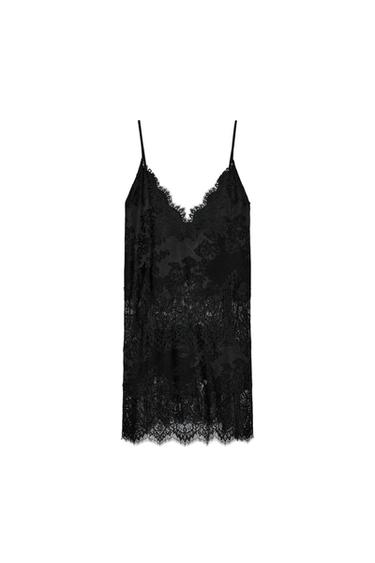 レースロングトップス ZW COLLECTIONブラックZaraのレースロングトップス ZW COLLECTION - ブラック 