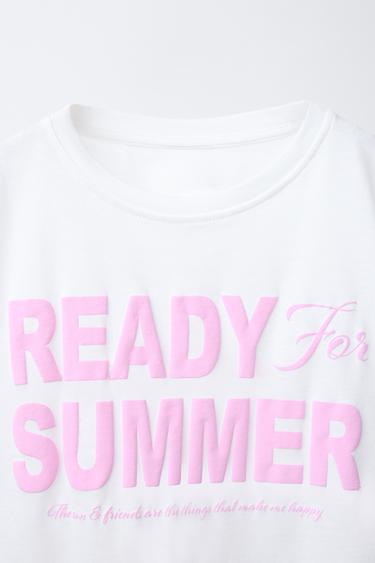 T-SHIRT WITH TEXT PRINT - White by Zara - Image 2