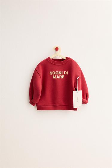 ZARA TIMELESS - СВІТШОТ З НАПИСОМ - Червоний Zara