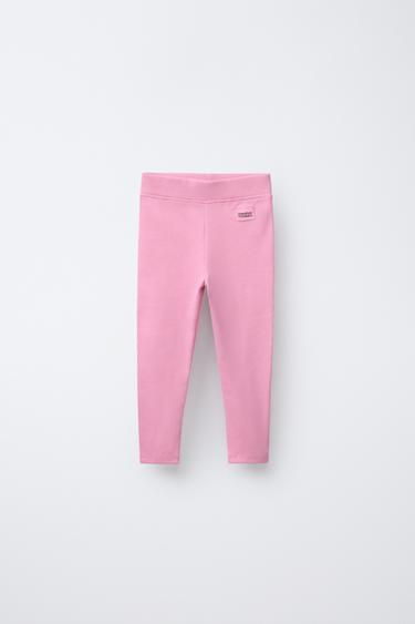 LEGGING CÔTELÉ À ÉTIQUETTE - Rose de Zara