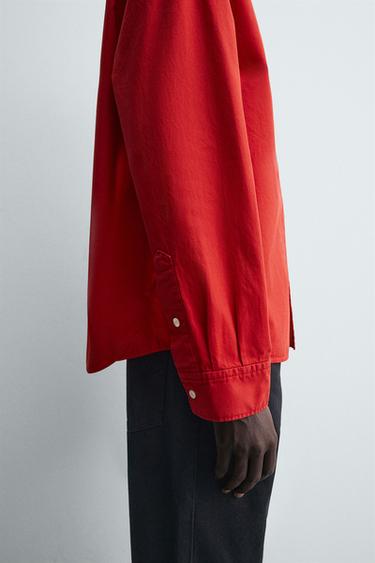 COMPACT COTTON RELAXED FIT SHIRT - Red by Zara - Image 5