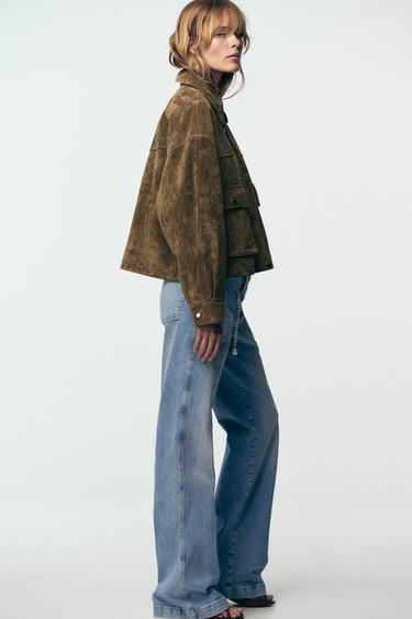 BLOUSON BOMBER 100 % CUIR - Kaki de Zara - Image 5