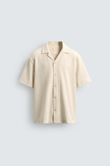 JACQUARD SHIRT WITH RUFFLE TRIM - Ecru by Zara