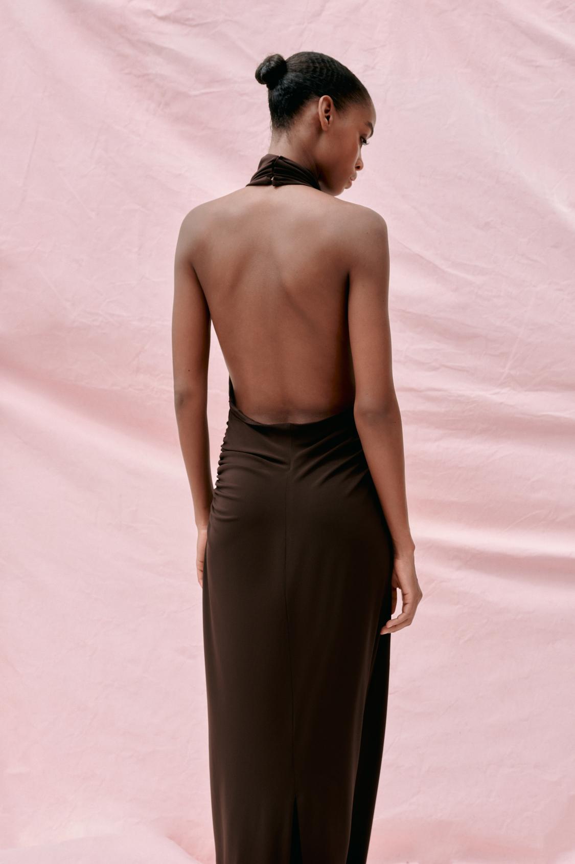 LONG OPEN BACK HALTER DRESS