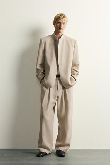 RELAXED FIT PLEATED SUIT TROUSERS - Light beige by Zara - Image 0