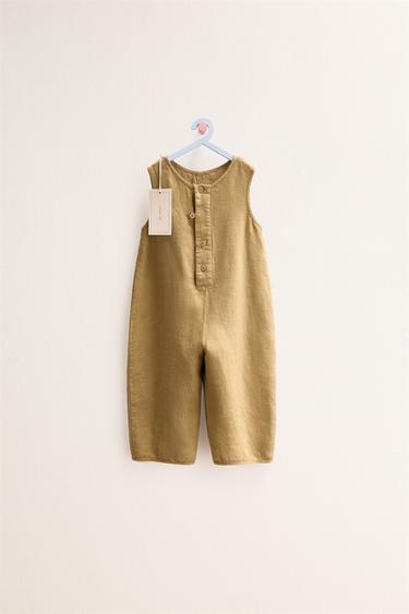 ZARA TIMELESS - 100% LINEN LONG DUNGAREES - Oil by Zara