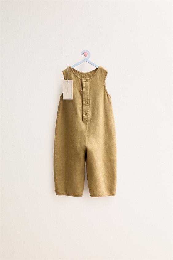 ZARA TIMELESS - JARDINEIRA LONGA 100% LINHO - Azeite da Zara - Imagem 0