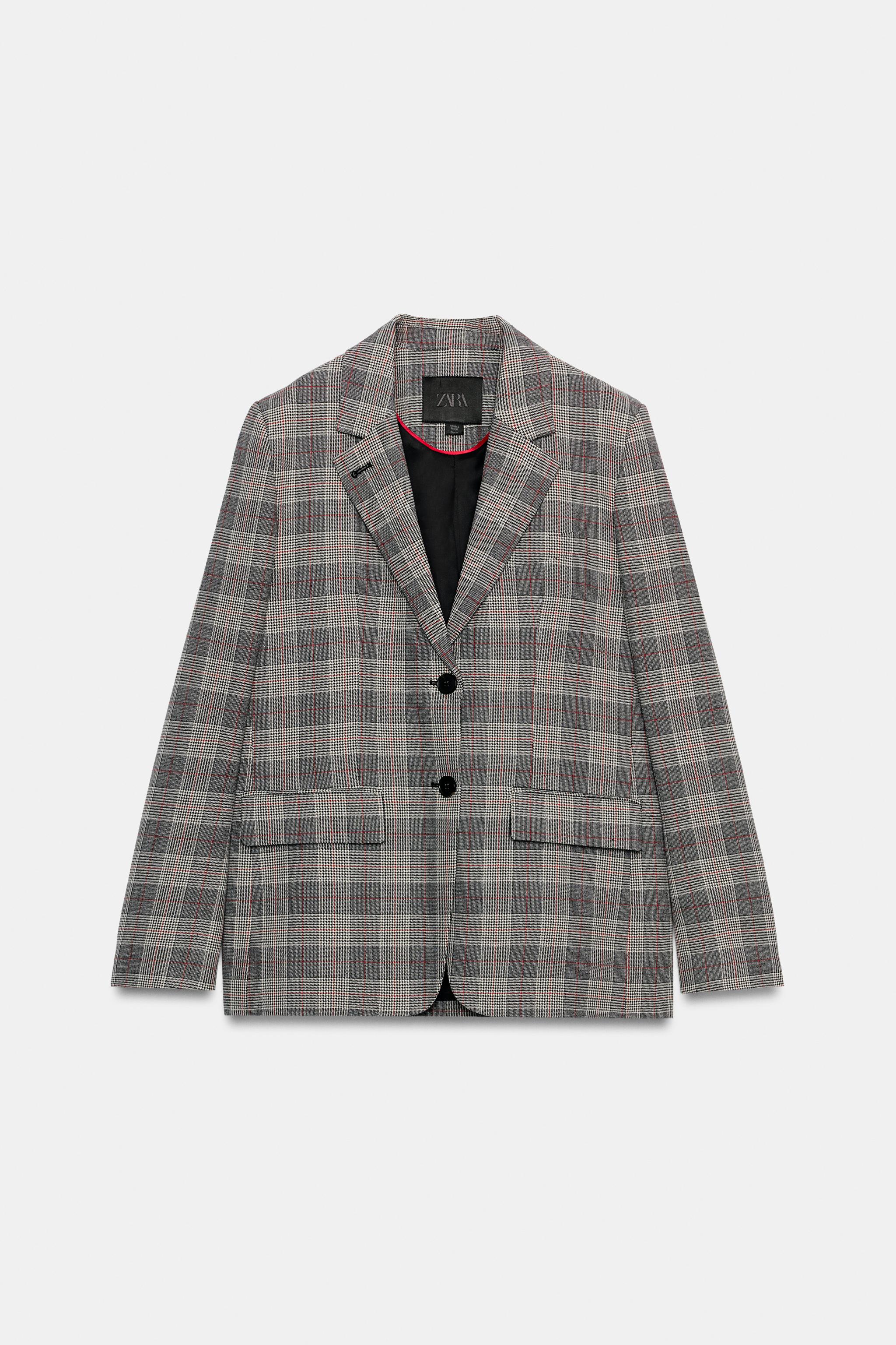 ZW COLLECTION PLAID BLAZER — Gray