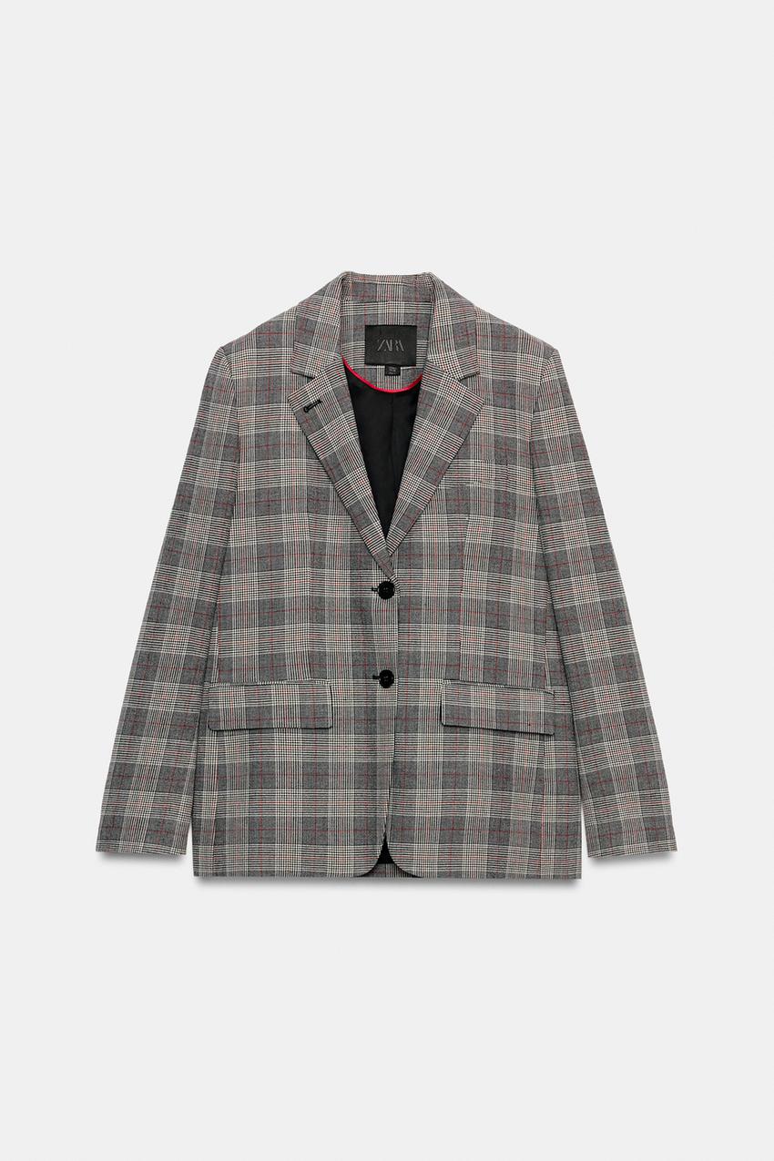 ZW COLLECTION チェック柄ブレザー - グレー | ZARA Japan / 日本