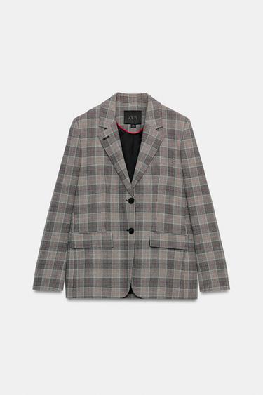 ZW COLLECTION CHECK BLAZER - Grey by Zara