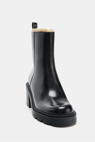 BOTTINES EN CUIR WATER REPELLENT - Noir de Zara - Image 4