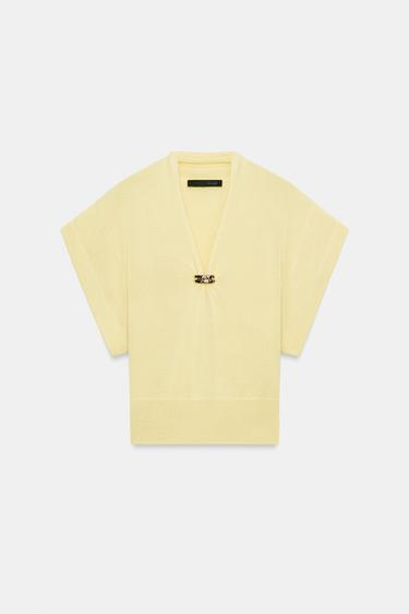 JERSEY PUNTO MANGA CORTA APLIQUE DORADO - Amarillo de Zara