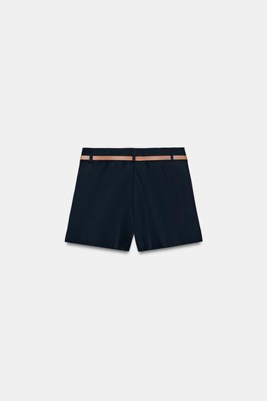 SHORT TAILLE HAUTE AVEC CEINTURE - Bleu marine de Zara - Image 6