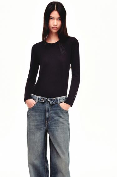 Zara 基本款平紋針織衫 - 黑色