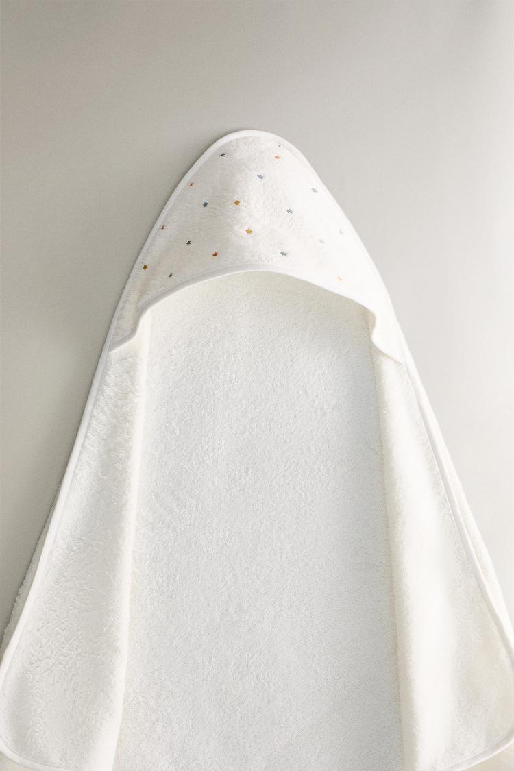STARS HOODED BABY TOWEL Oyster-white ZARA Turkey