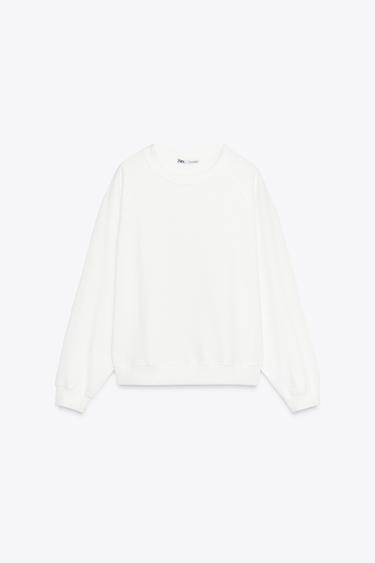 Zara PLUSH SWEATSHIRT - Oyster-white