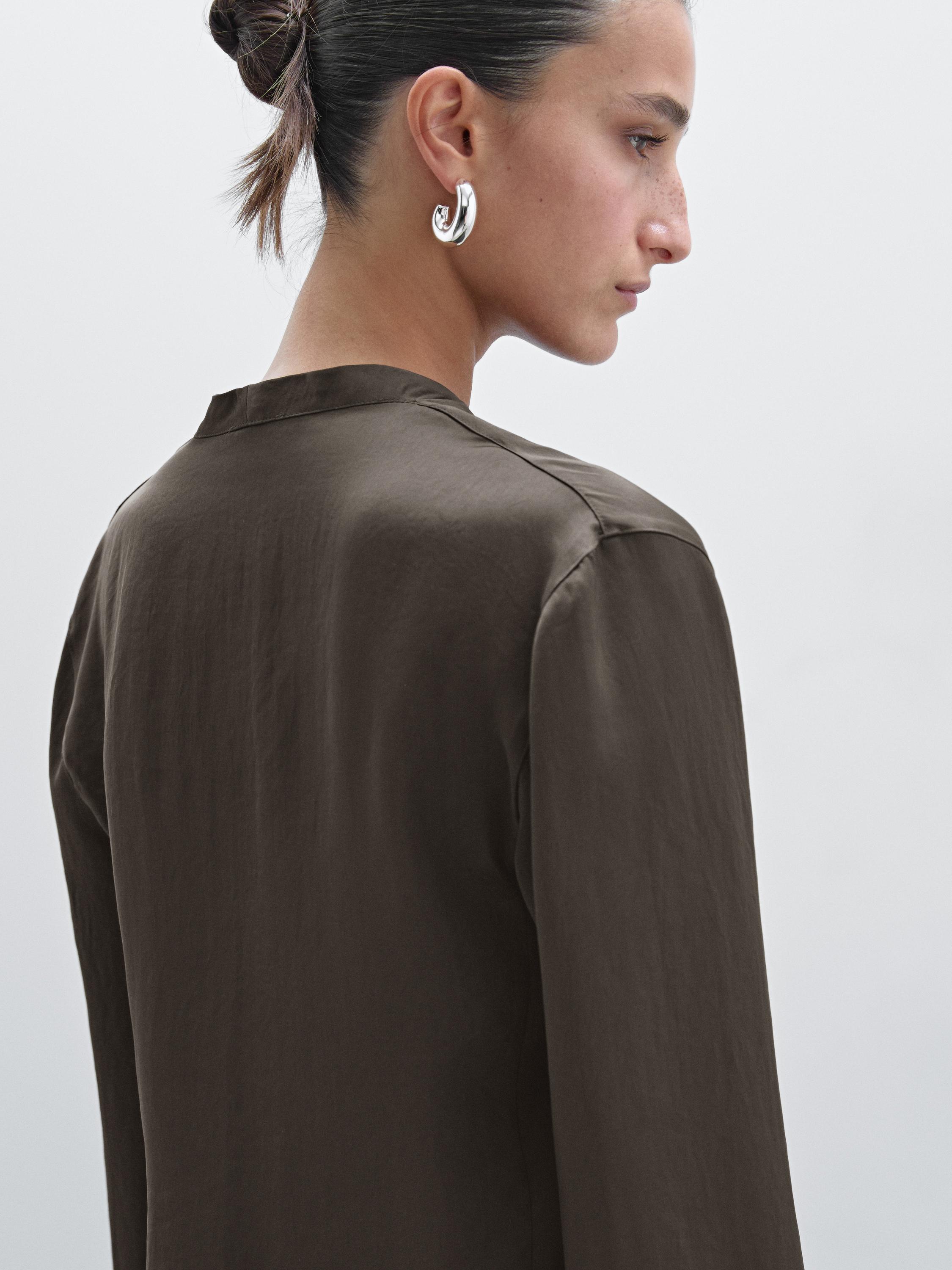 Long sleeve cotton blend shirt