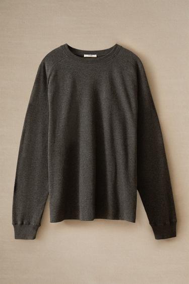 STRAIGHT FIT LONG SLEEVE T-SHIRT - Dark grey by Zara - Image 4