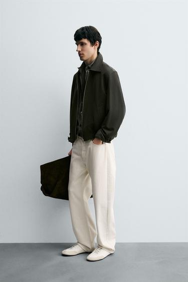 VESTE STRUCTURÉE EN TWILL - Vert gris de Zara - Image 3
